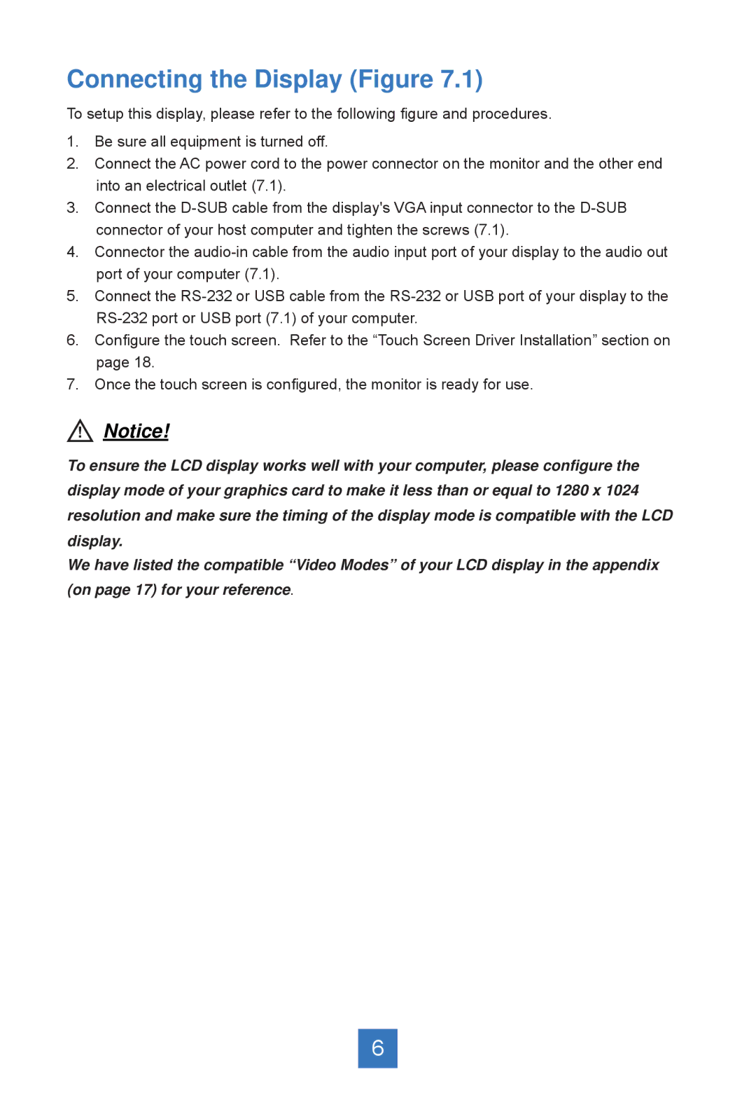 Planar PT1745RPF, PT1745S manual Connecting the Display Figure 