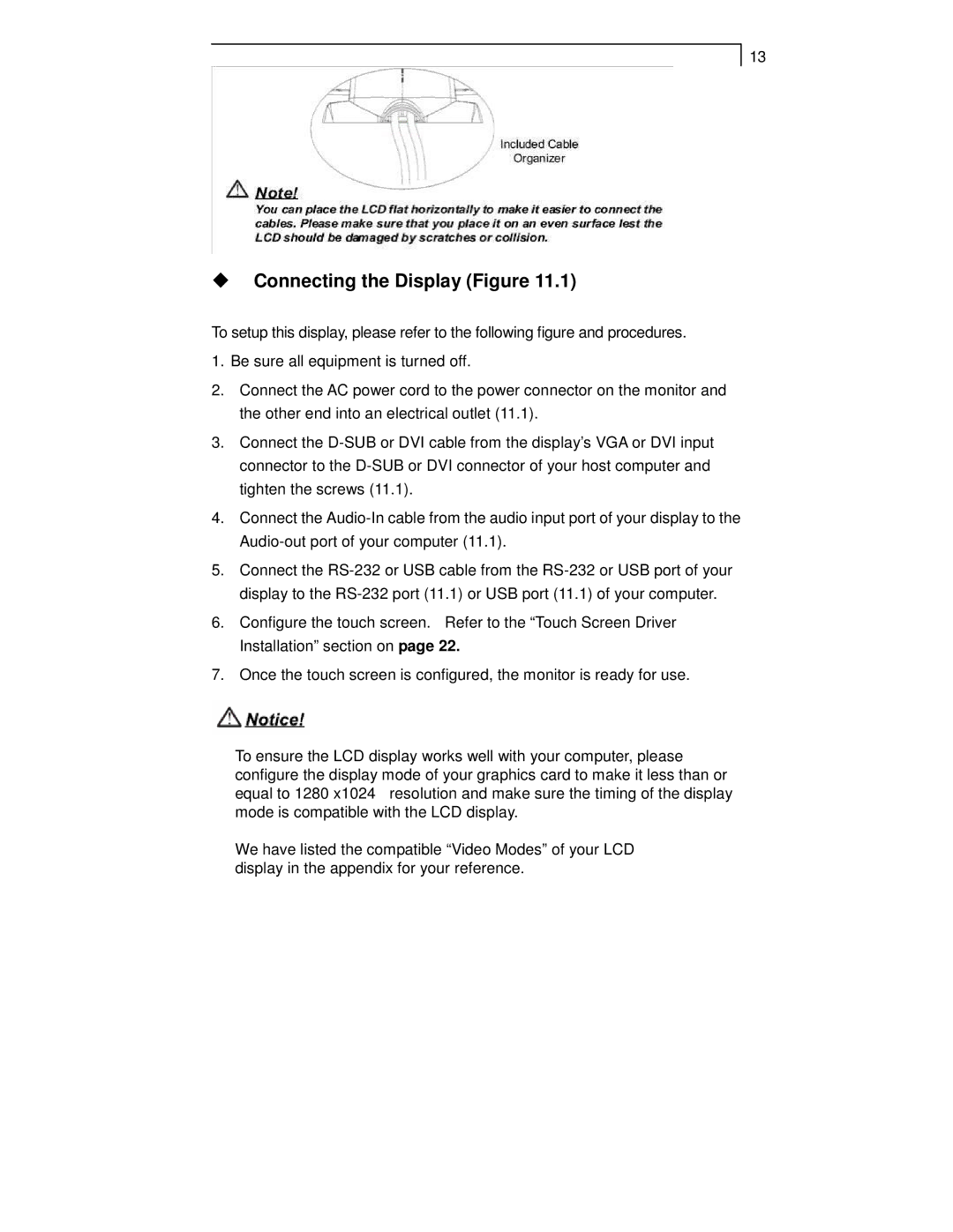 Planar PT1911MX manual Connecting the Display Figure 