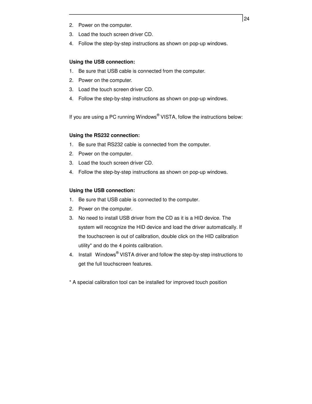 Planar PT1911MX manual Using the USB connection 