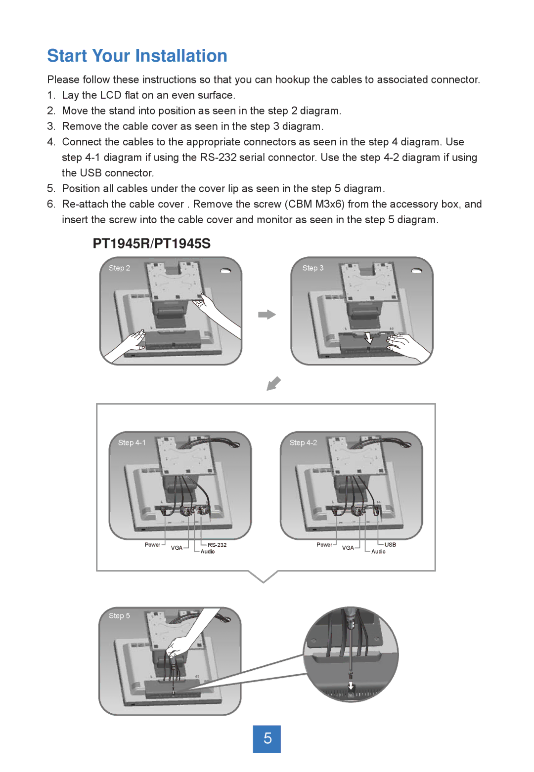 Planar PT1945RW, PT1945S manual Start Your Installation 