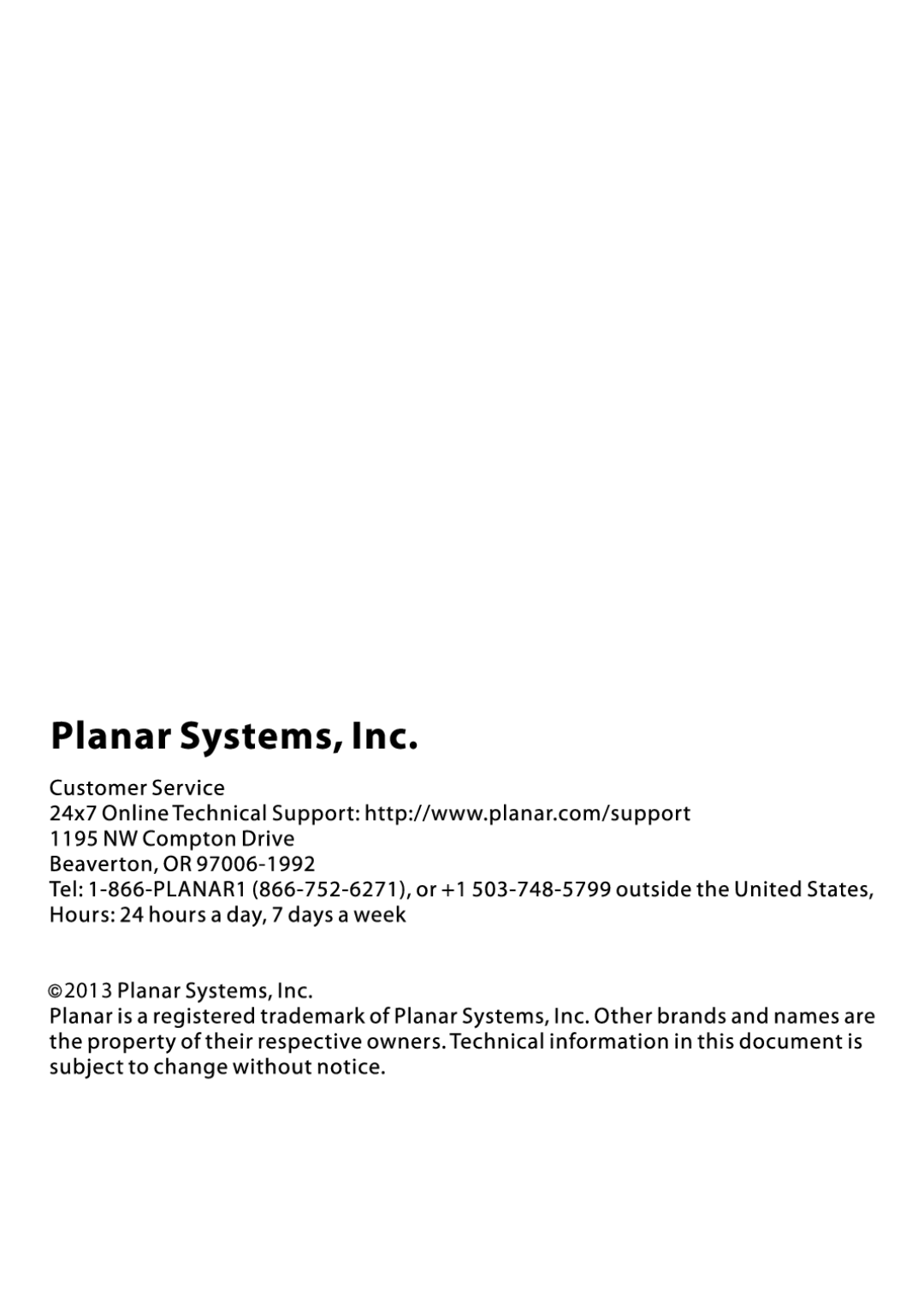 Planar PUD3200 user manual 2013 