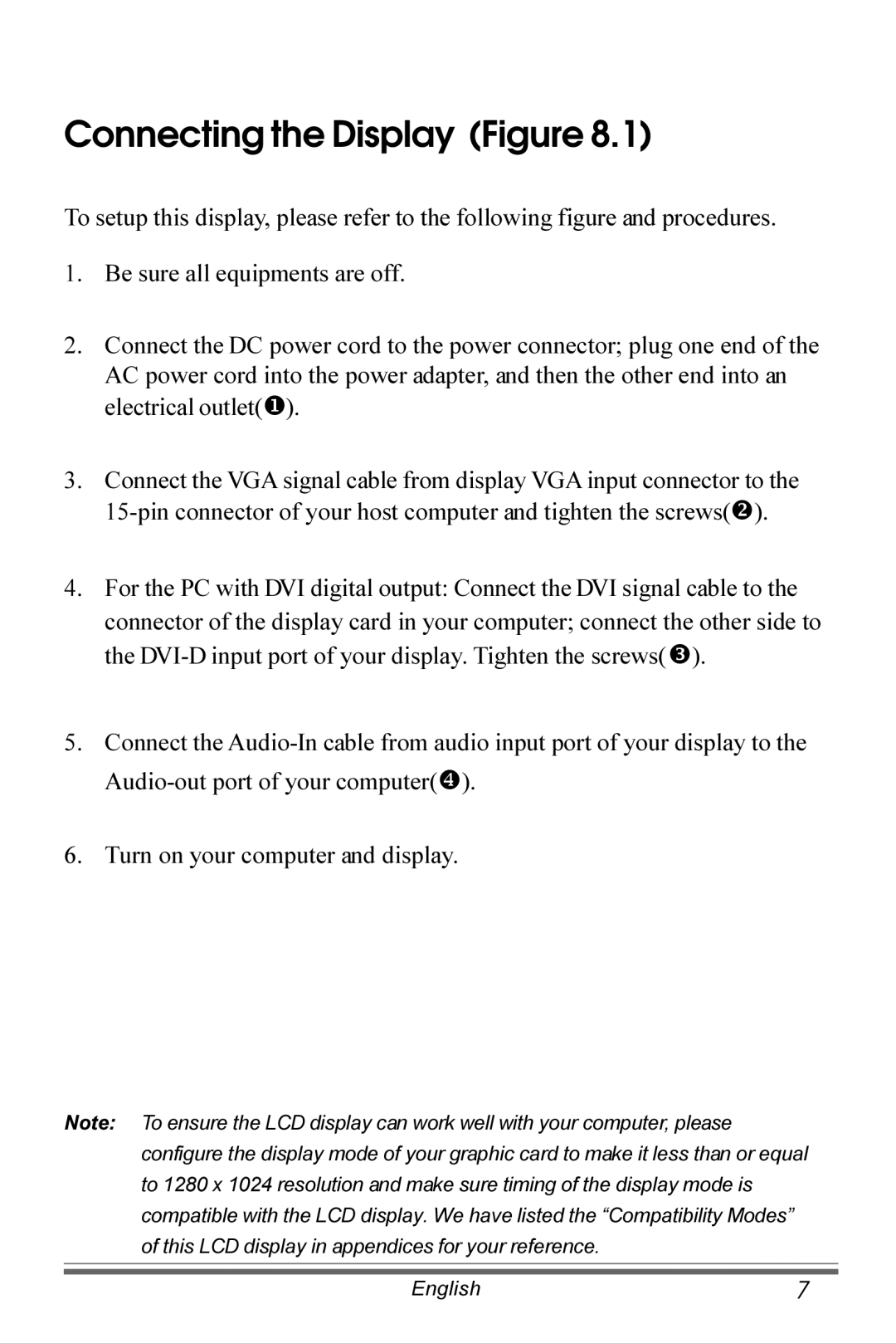 Planar PX171M manual Connecting the Display Figure 