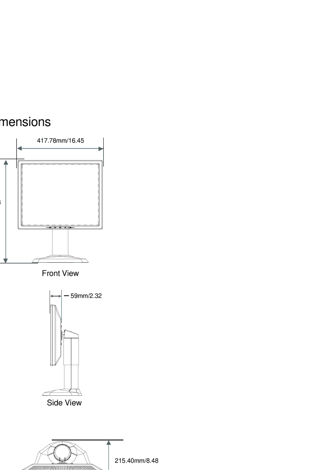 Planar PX191 manual Product Dimensions 