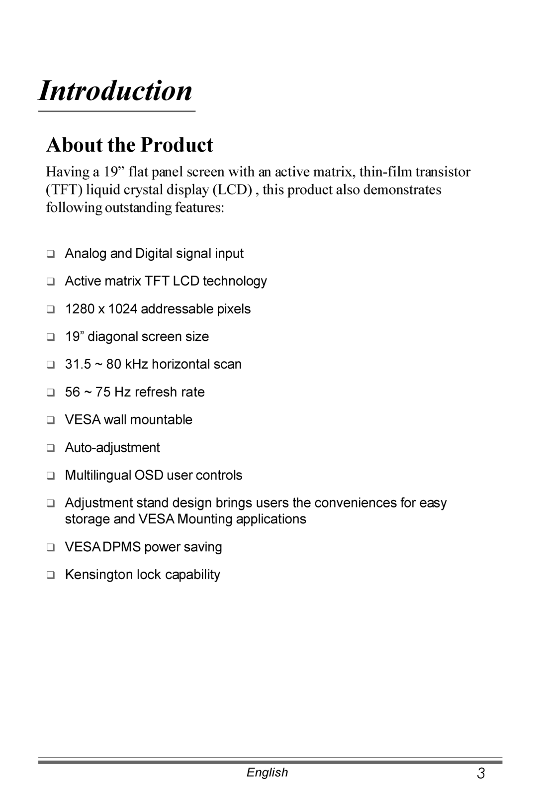 Planar PX191 manual Introduction, About the Product 