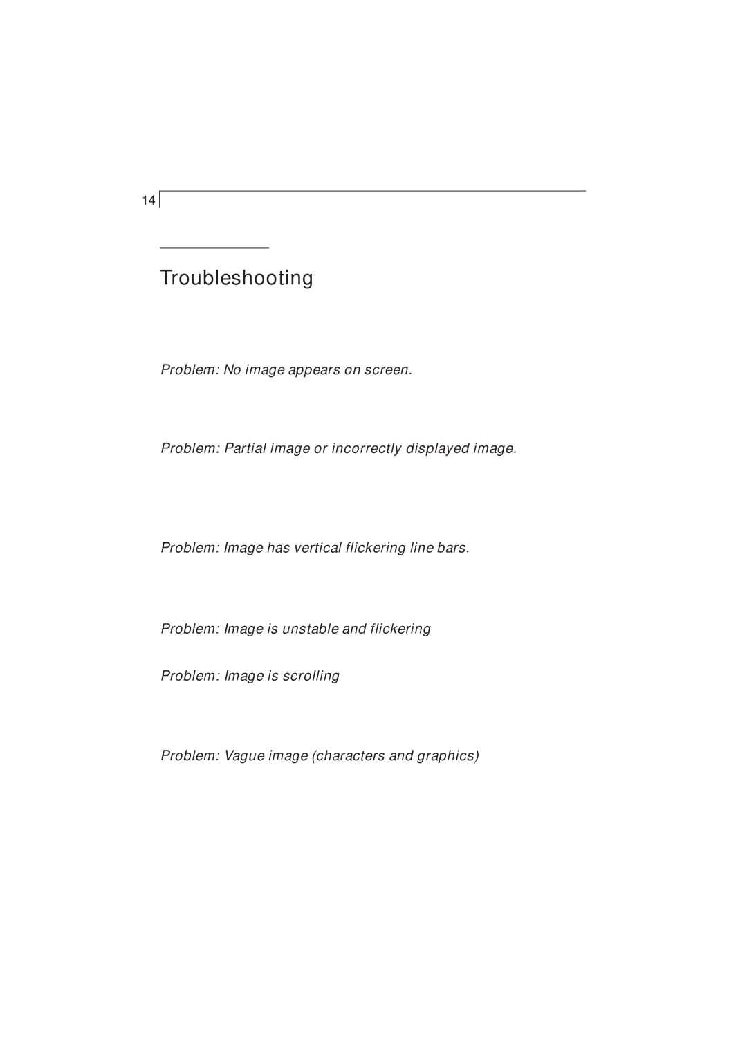 Planar PX212M manual Appendix, Troubleshooting 