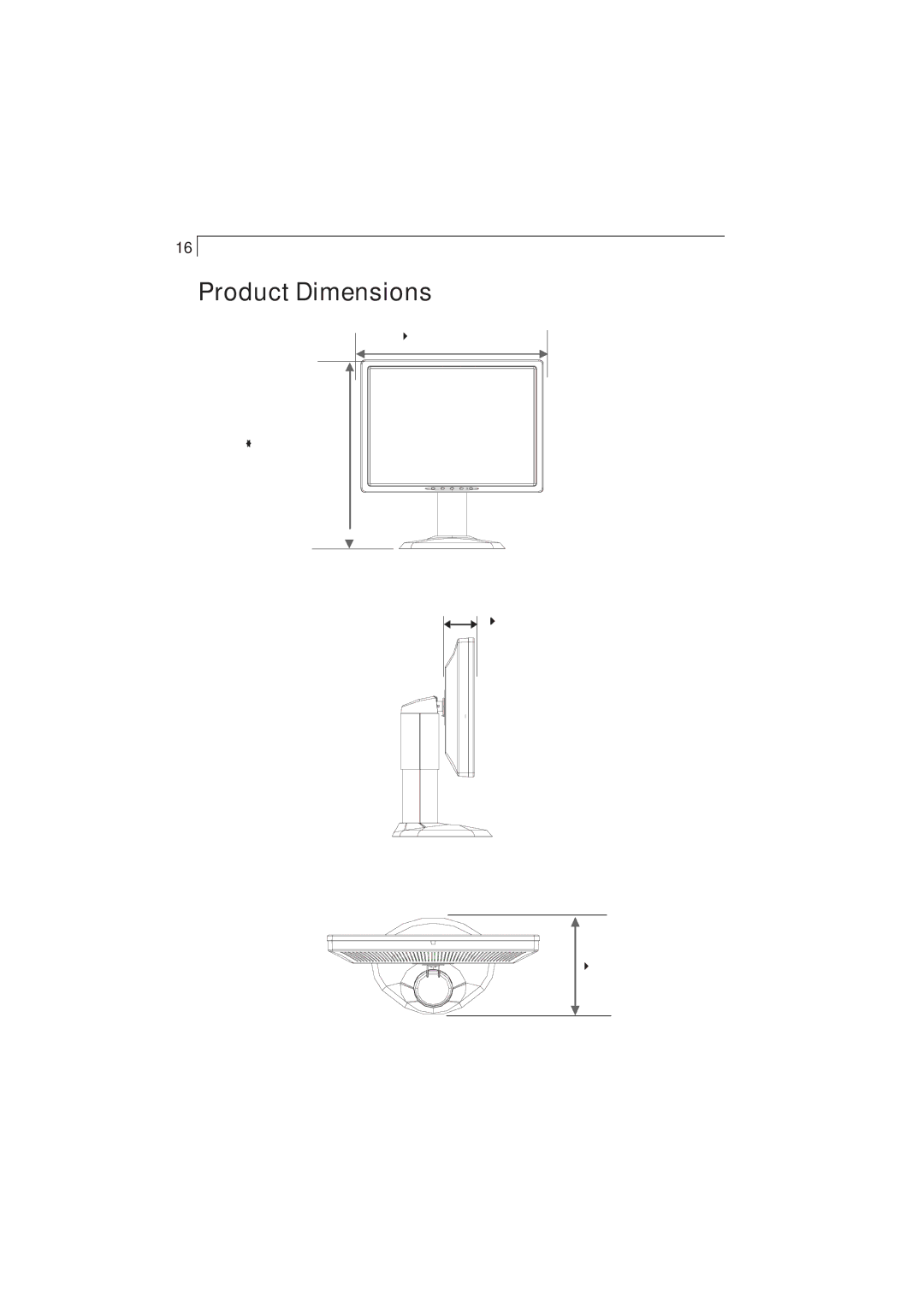 Planar PX212M manual Product Dimensions 