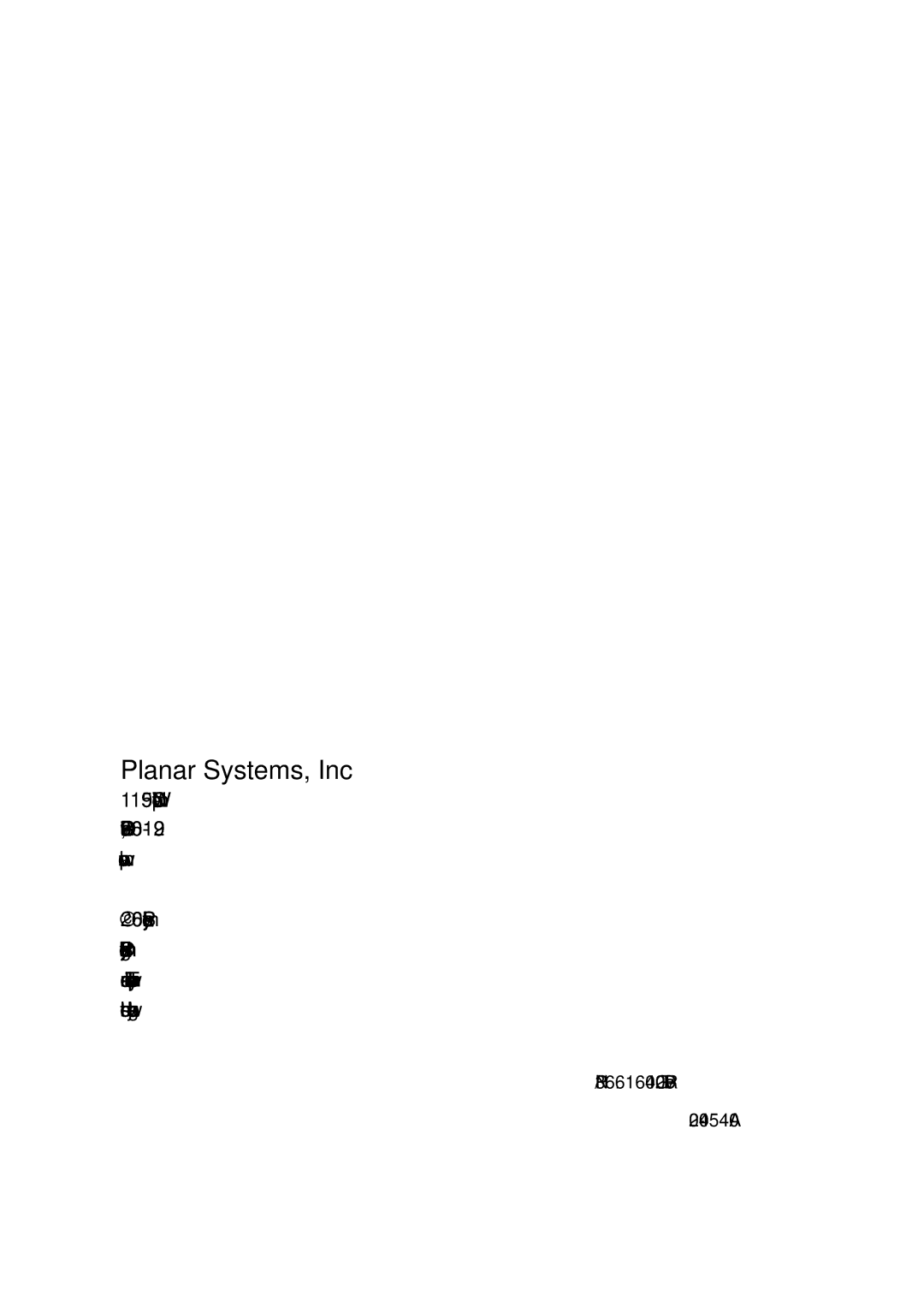 Planar PX212M manual Planar Systems, Inc 