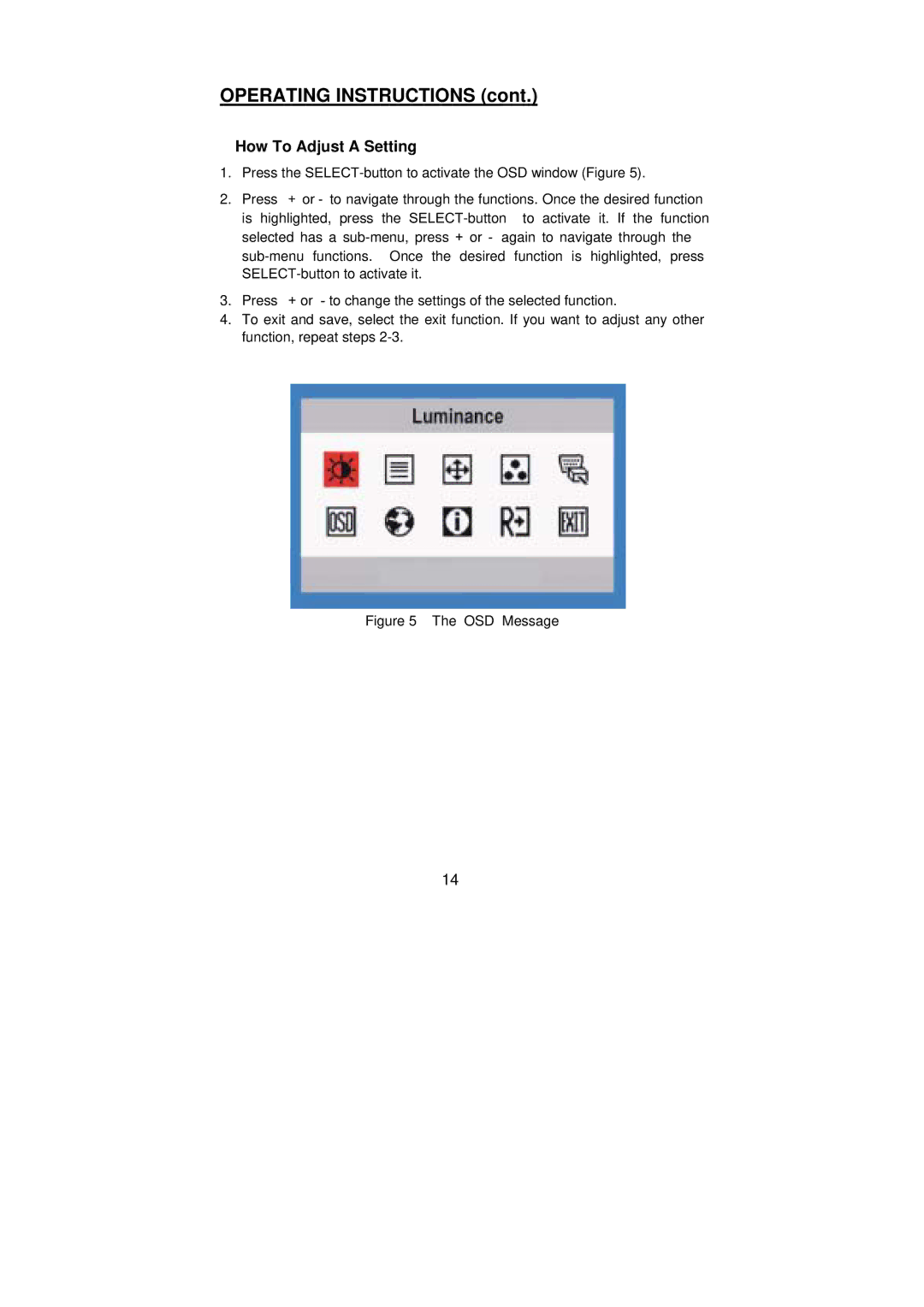 Planar PX2210MW manual How To Adjust a Setting, OSD Message 