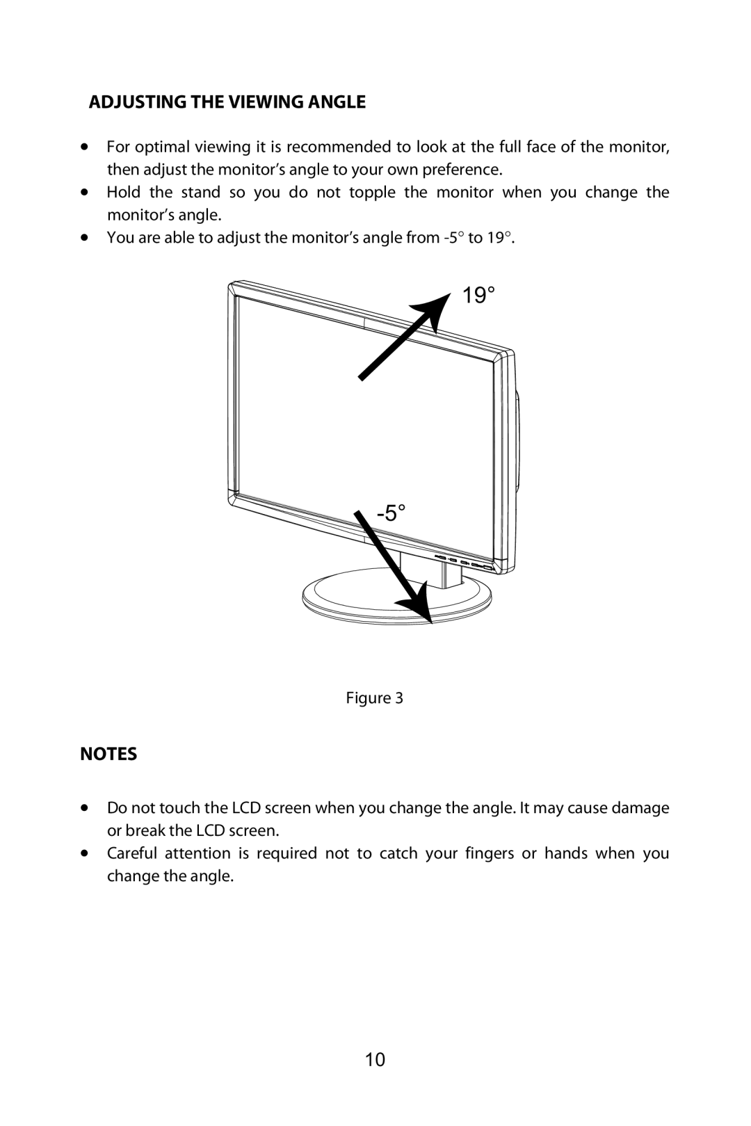 Planar PX2211 MW manual Adjusting the Viewing Angle 