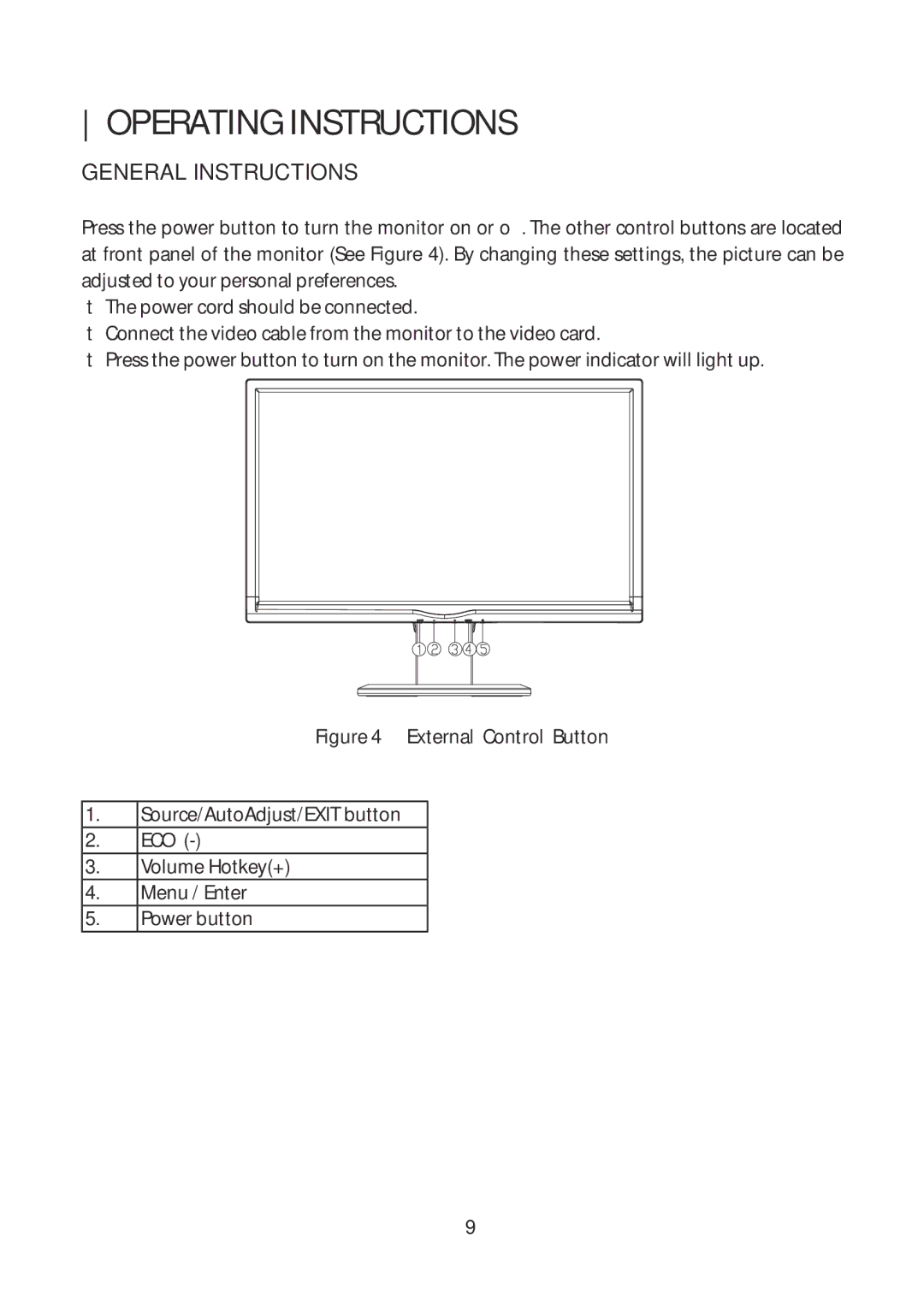 Planar PXL2251MW manual Operating Instructions, General Instructions 