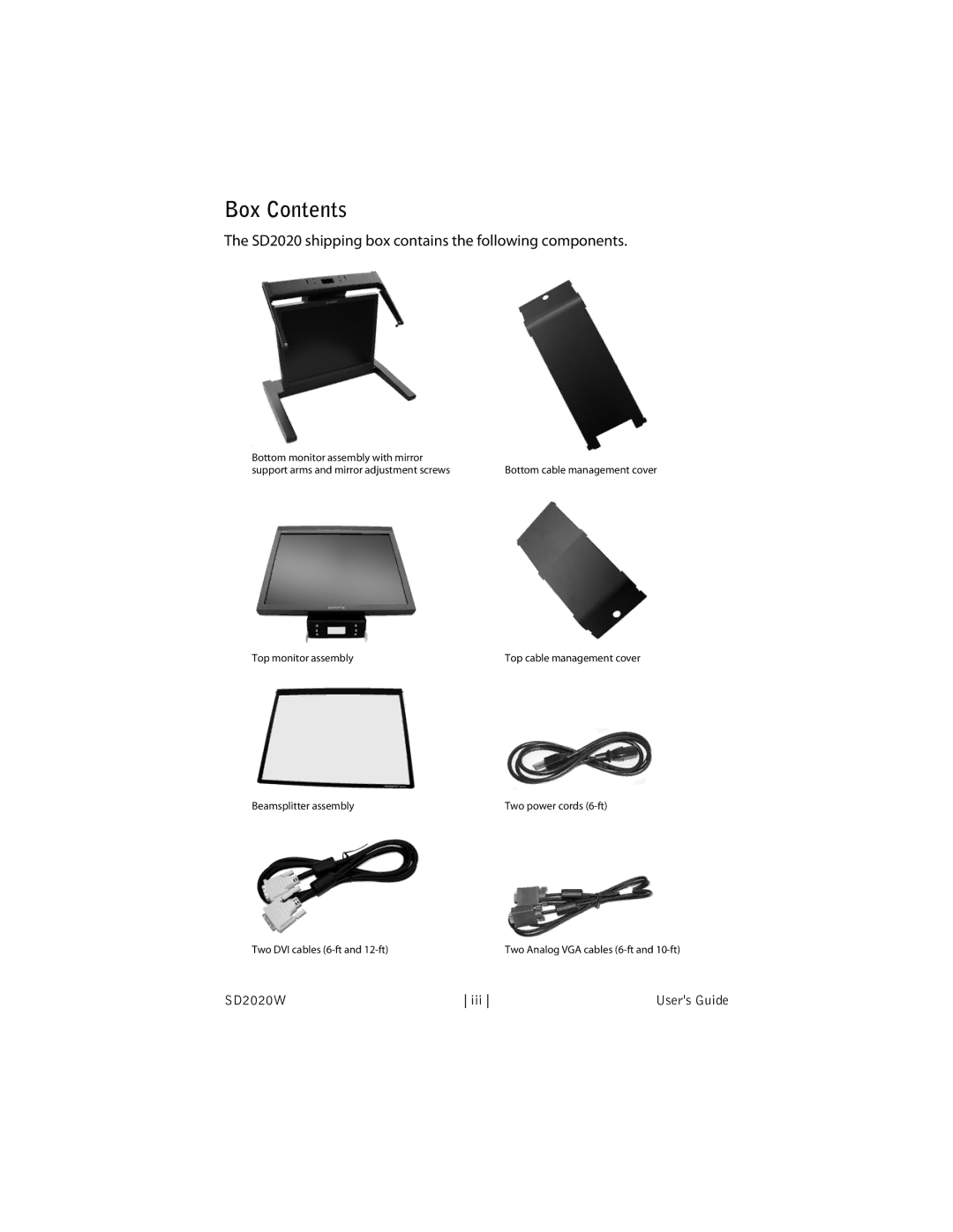 Planar SD2020 manual Box Contents 