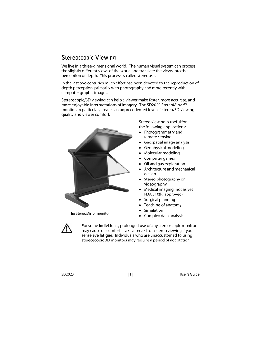 Planar SD2020 manual Stereoscopic Viewing, Complex data analysis 