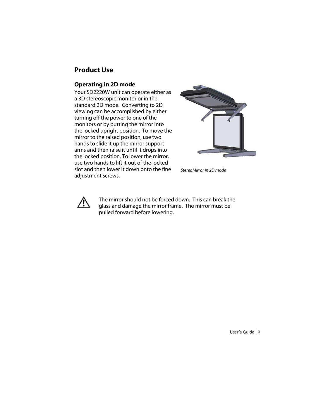 Planar sd2220w manual Product Use, Operating in 2D mode 