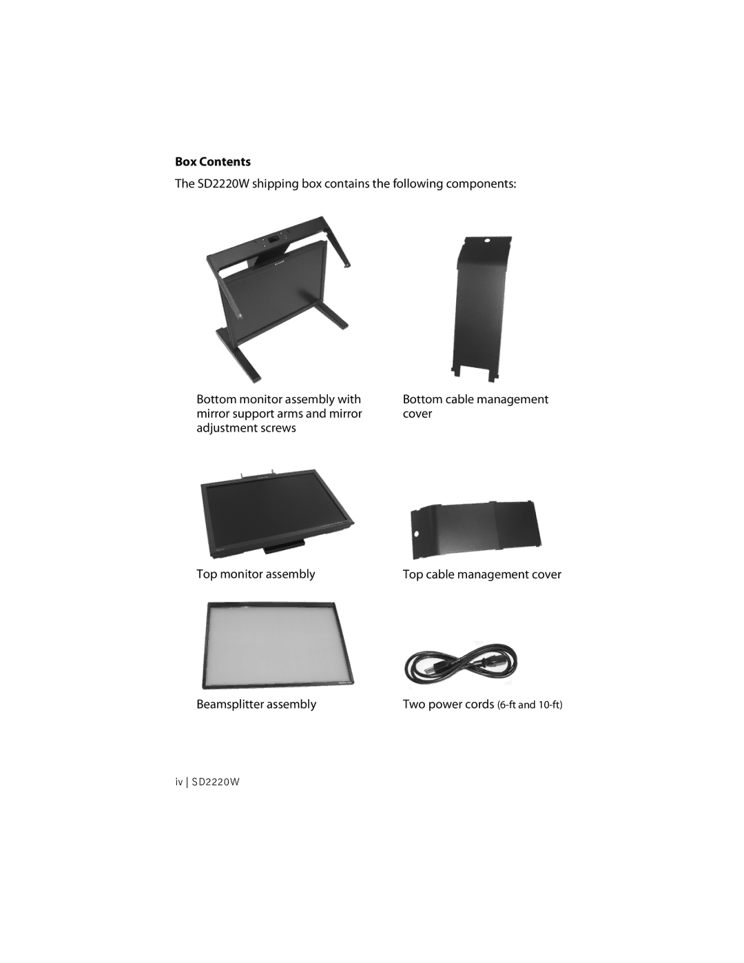 Planar sd2220w manual Box Contents 