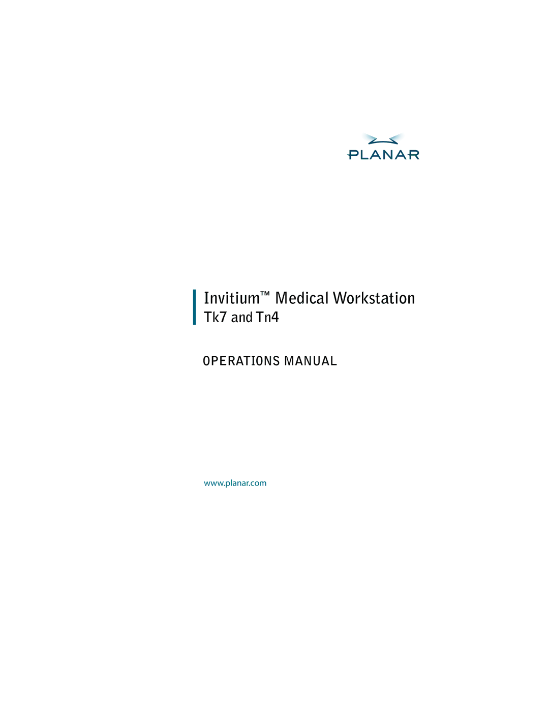 Planar Tk7, Tn4 manual Invitium Medical Workstation 