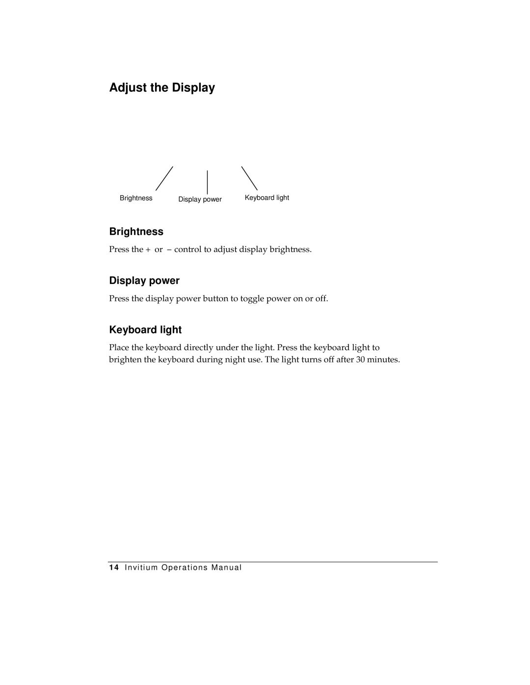 Planar Tn4, Tk7 manual Adjust the Display, Keyboard light 