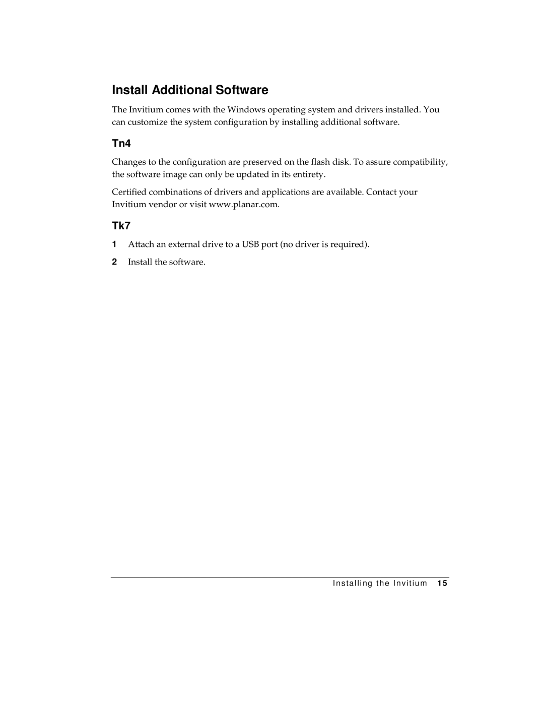 Planar Tk7 manual Install Additional Software, Tn4 