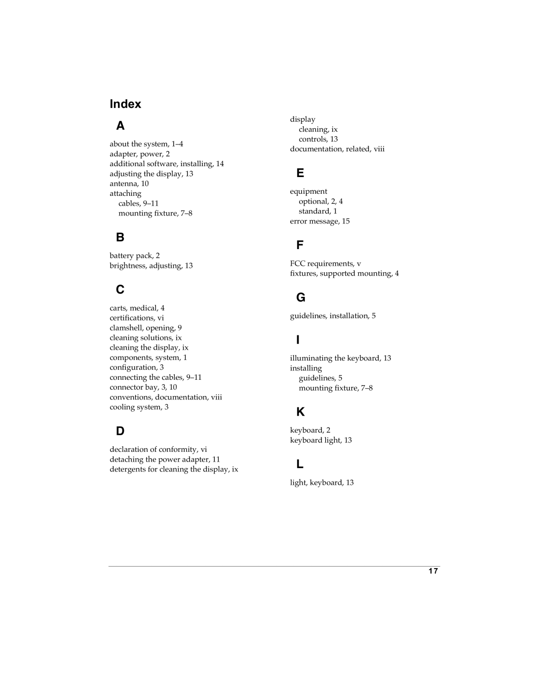 Planar Tn4, Tk7 manual Index 