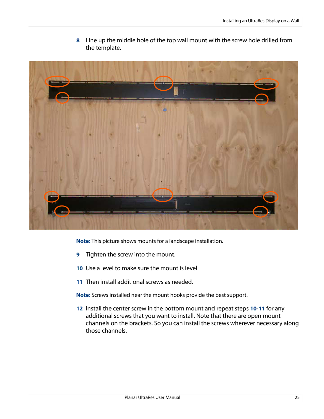 Planar UR8450-3D, UR8450-LX, UR8450-MX manual Installing an UltraRes Display on a Wall 