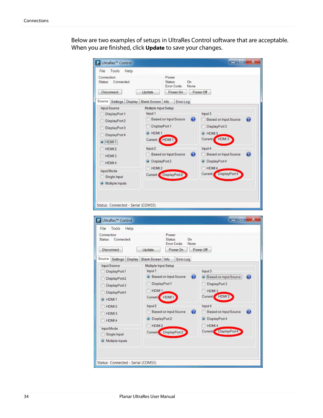 Planar UR8450-3D, UR8450-LX, UR8450-MX manual Connections 