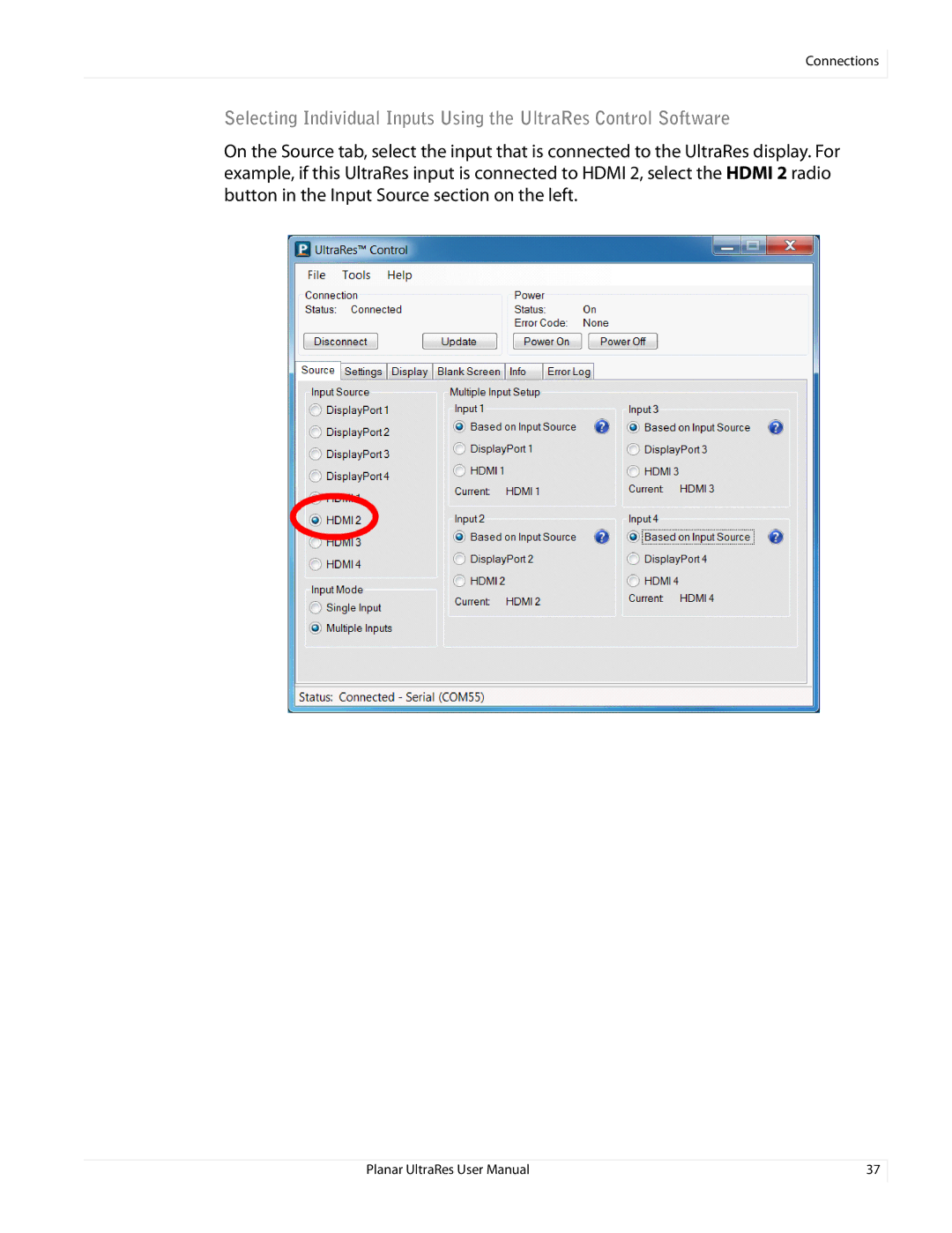 Planar UR8450-3D, UR8450-LX, UR8450-MX manual Connections 