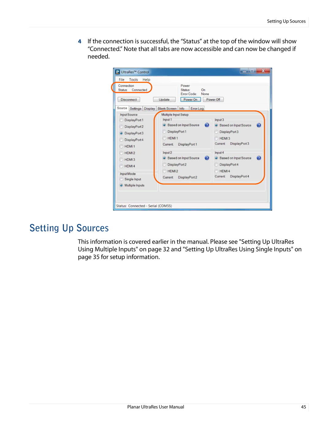 Planar UR8450-LX, UR8450-3D, UR8450-MX manual Setting Up Sources 