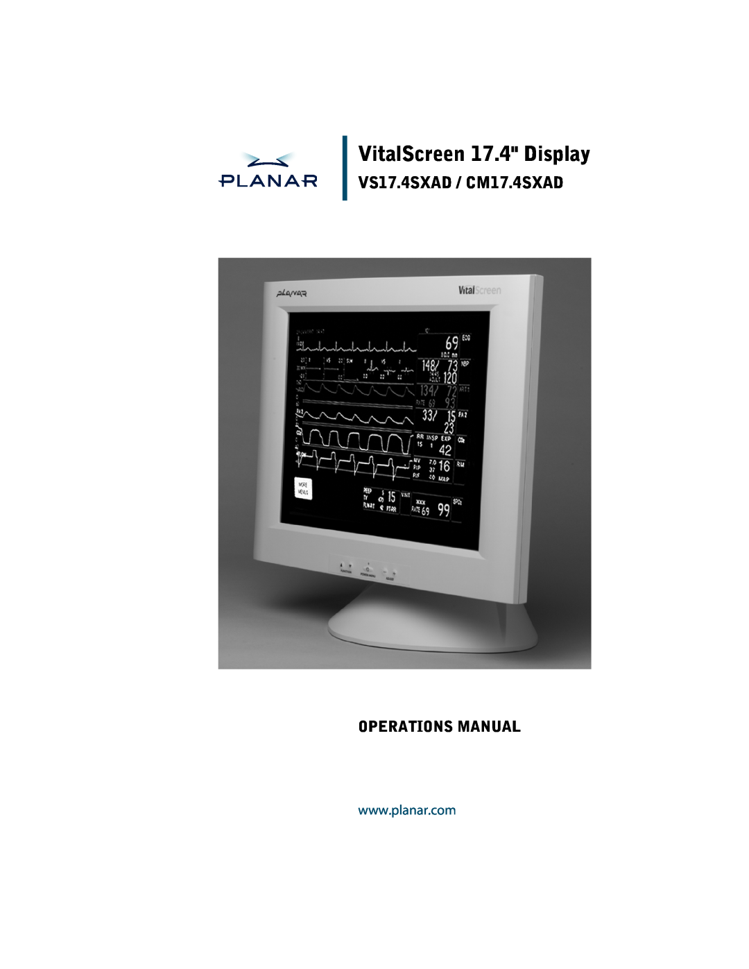 Planar manual VitalScreen 17.4 Display, VS17.4SXAD / CM17.4SXAD, Operations Manual 