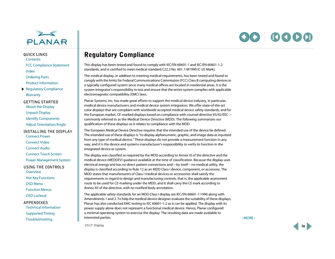 Planar VS17SXAD, VS15SXAD-TR warranty Regulatory Compliance 