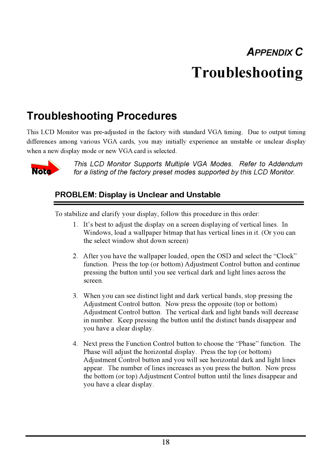 Planar WS231 manual Troubleshooting Procedures 