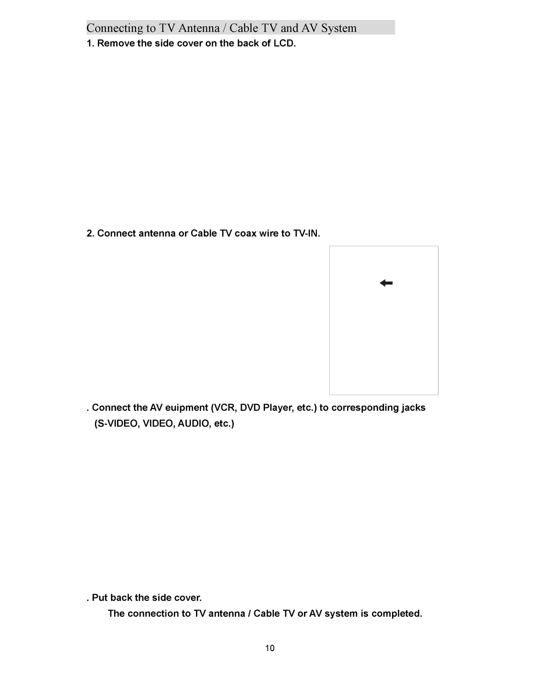 Planar XP17WSA manual Connecting to TV Antenna / Cable TV and AV System 