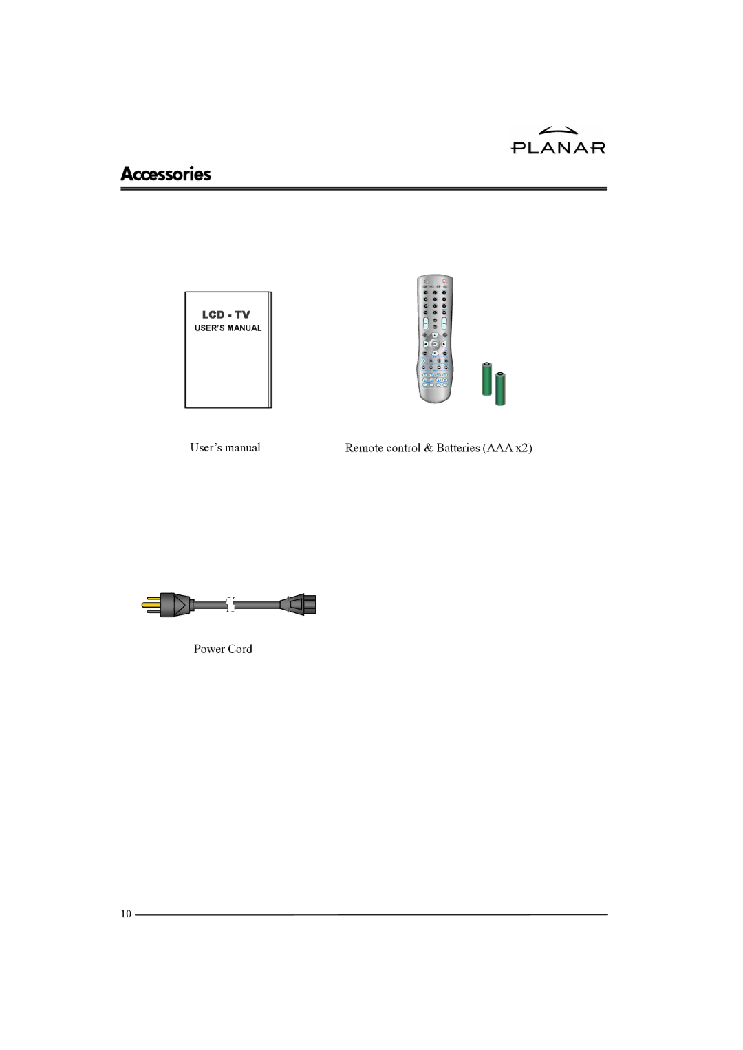 Planar XP37W manual Accessories 