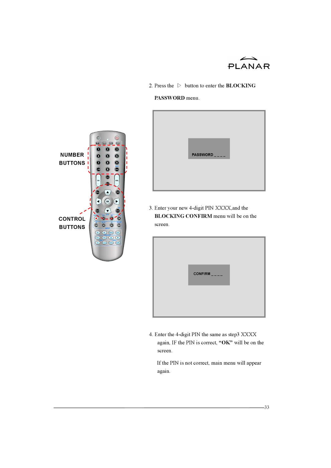 Planar XP37W manual Confirm 