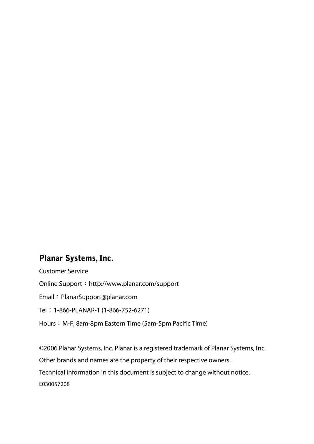 Planar XP37W manual Planar Systems, Inc 