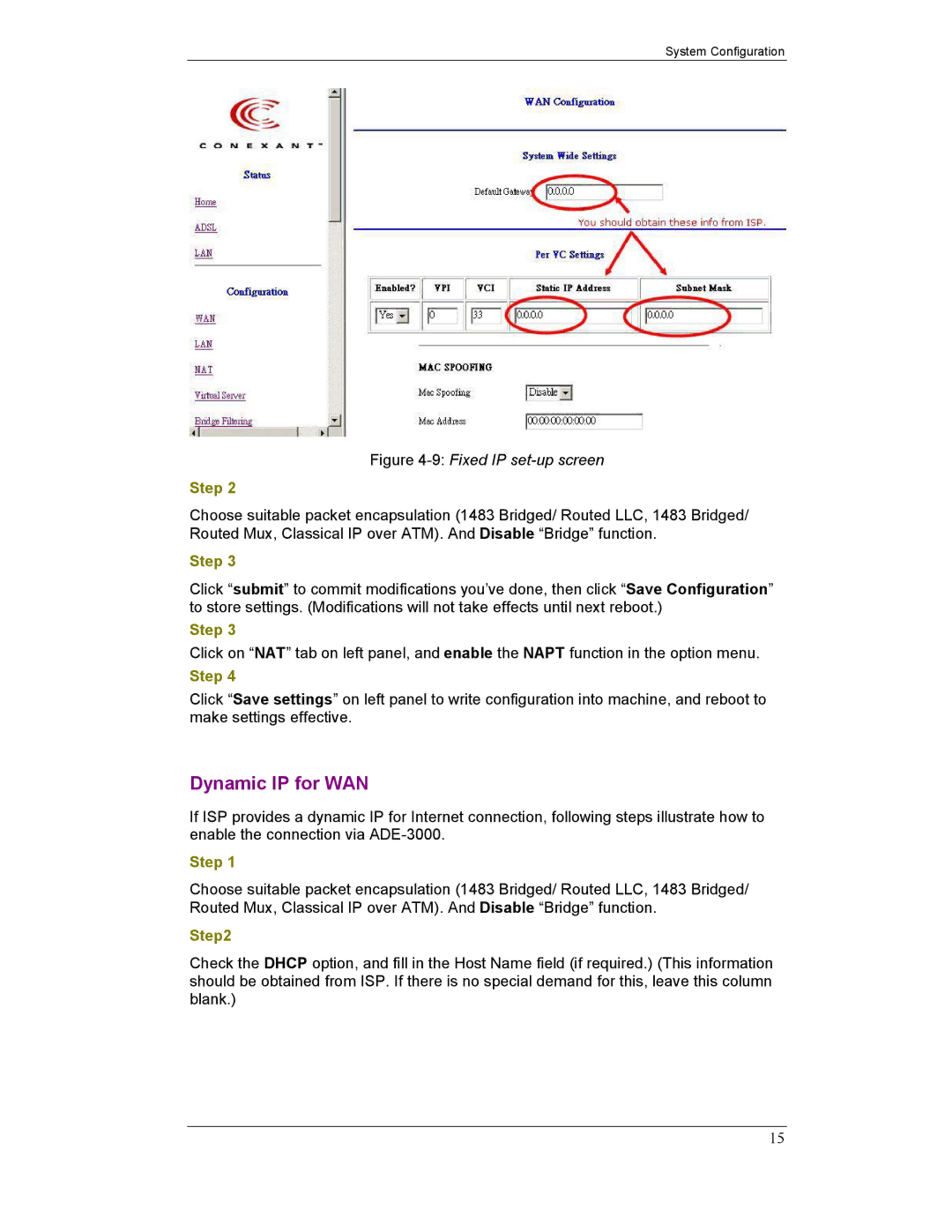 Planet Technology ADE-3000 user manual Dynamic IP for WAN 