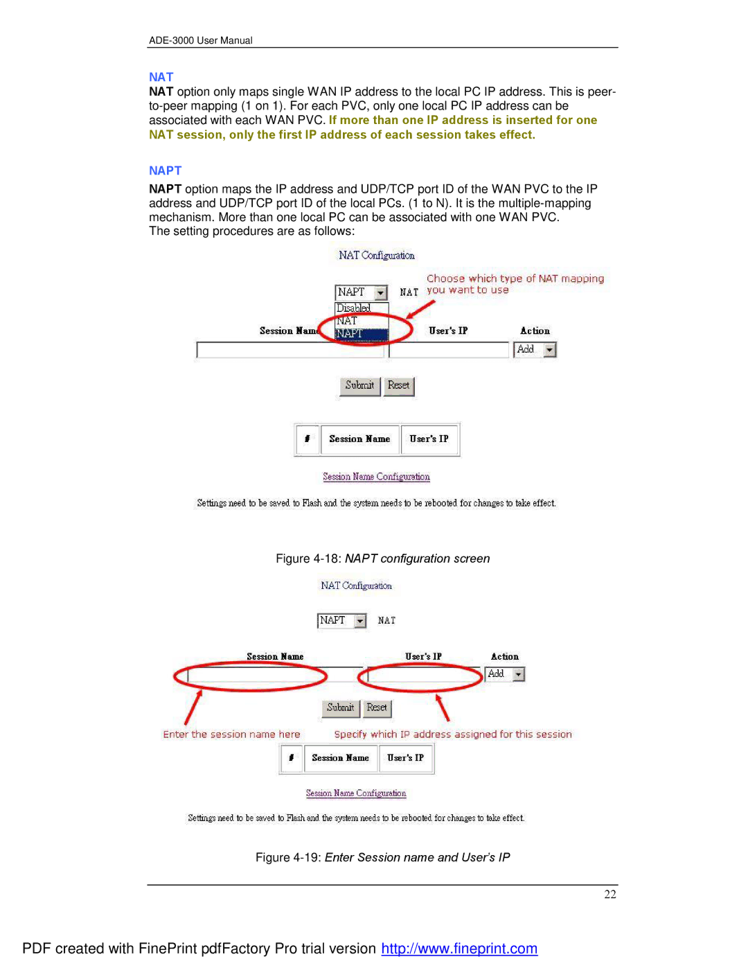 Planet Technology ADE-3000 user manual Nat 