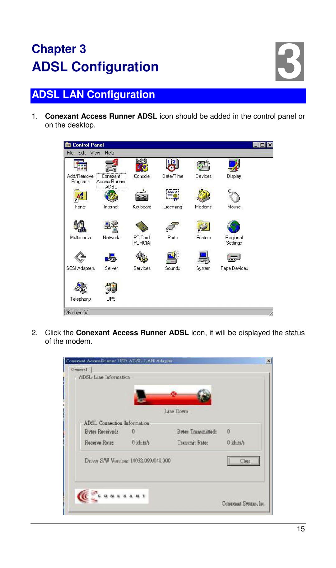 Planet Technology ADU-2000 user manual Adsl Configuration, Adsl LAN Configuration 