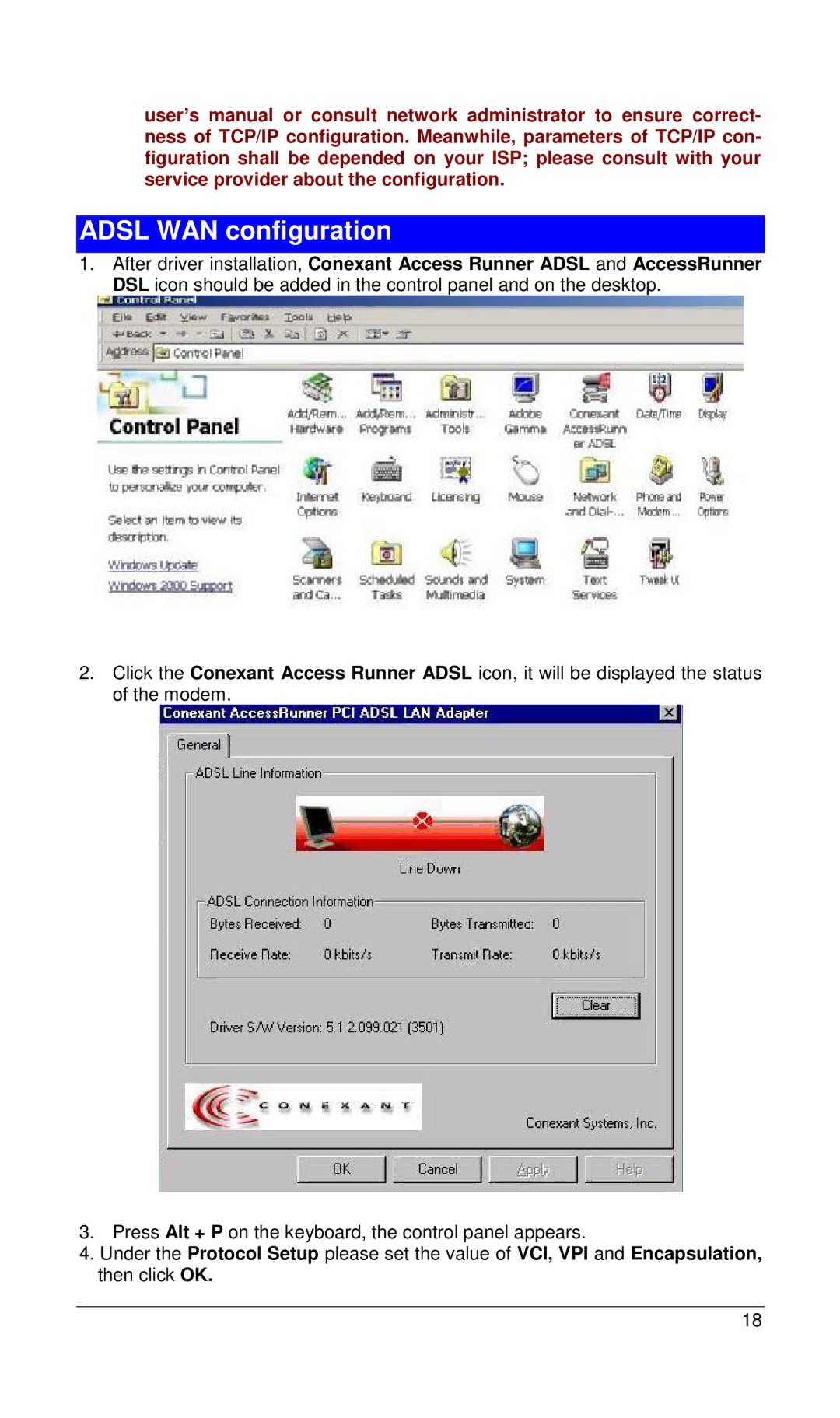 Planet Technology ADU-2000 user manual Adsl WAN configuration 