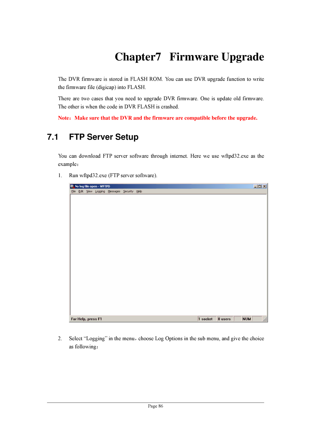 Planet Technology DVR-1670, DVR-470 user manual Firmware Upgrade, FTP Server Setup 