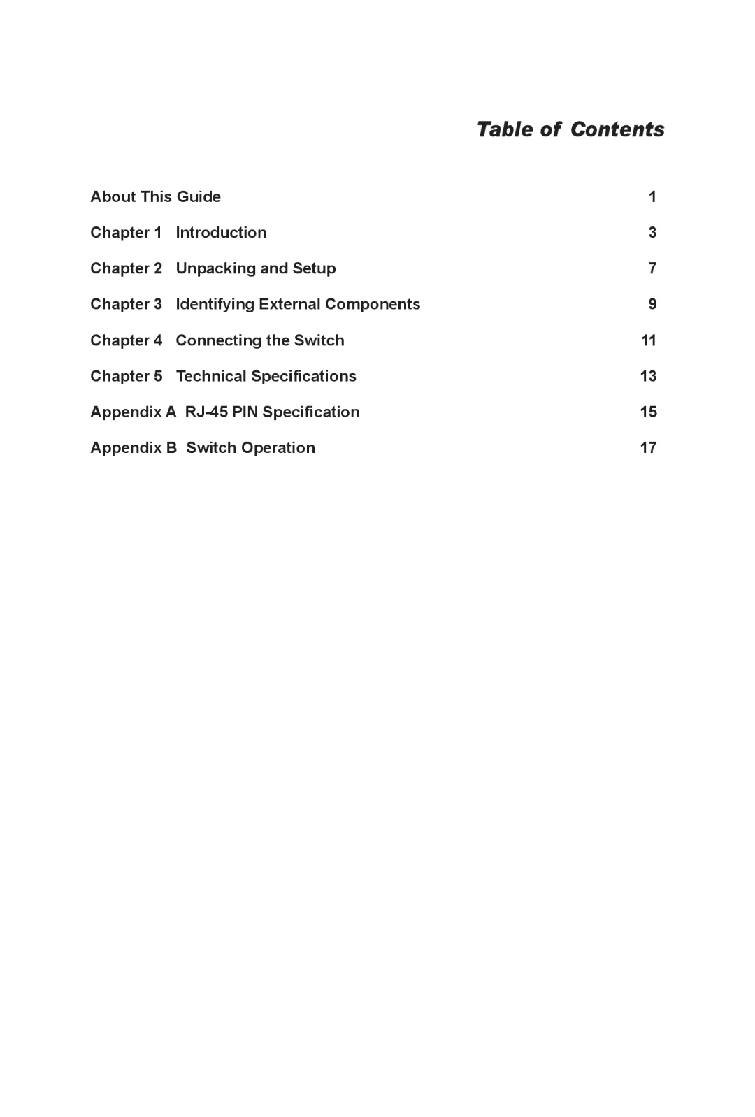 Planet Technology FSD-803, FSD-1603, FSD-503 manual Table of Contents 