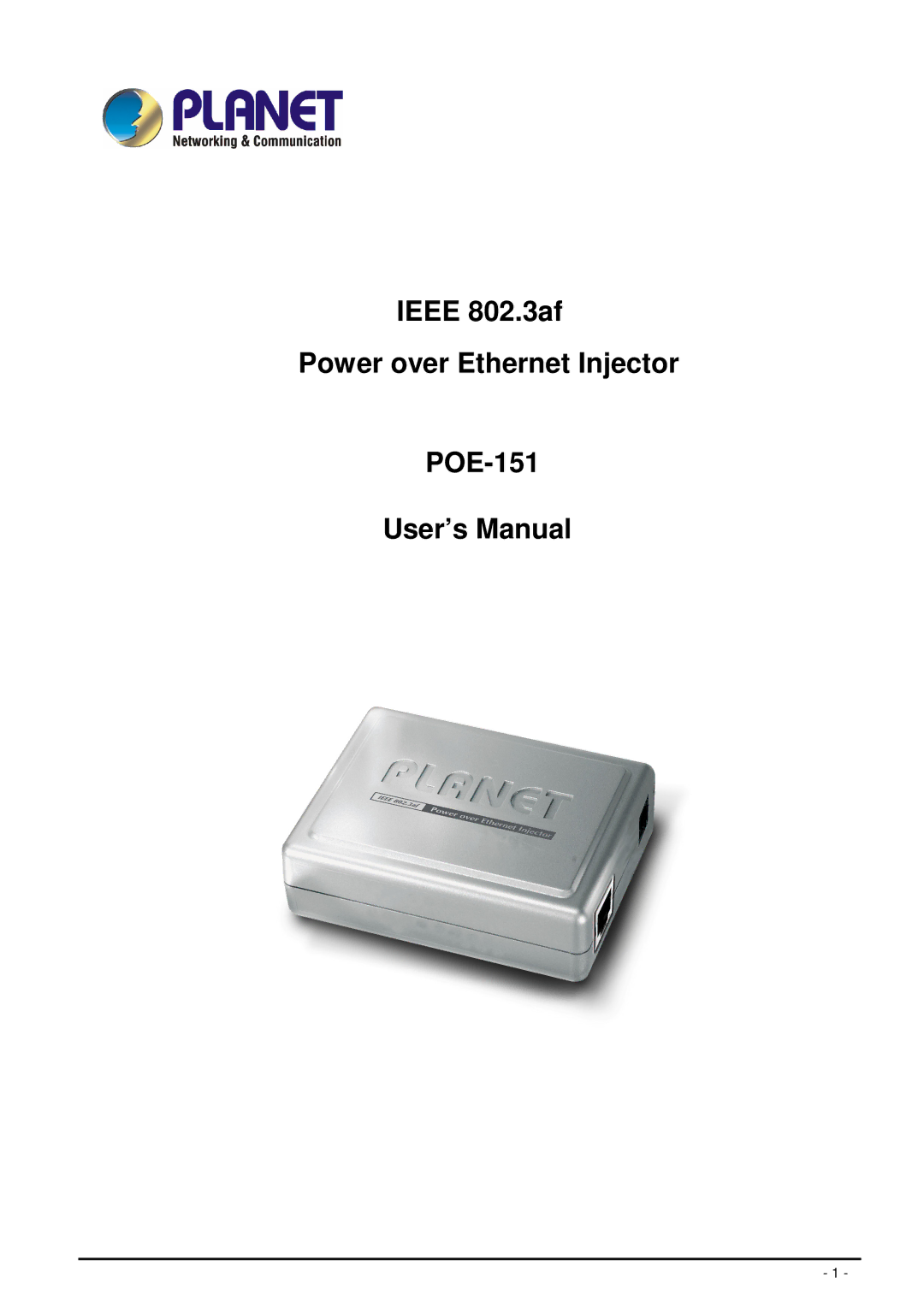 Planet Technology POE-151 user manual 