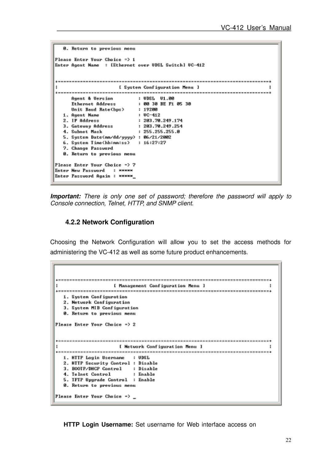 Planet Technology VC-412 user manual Network Configuration 