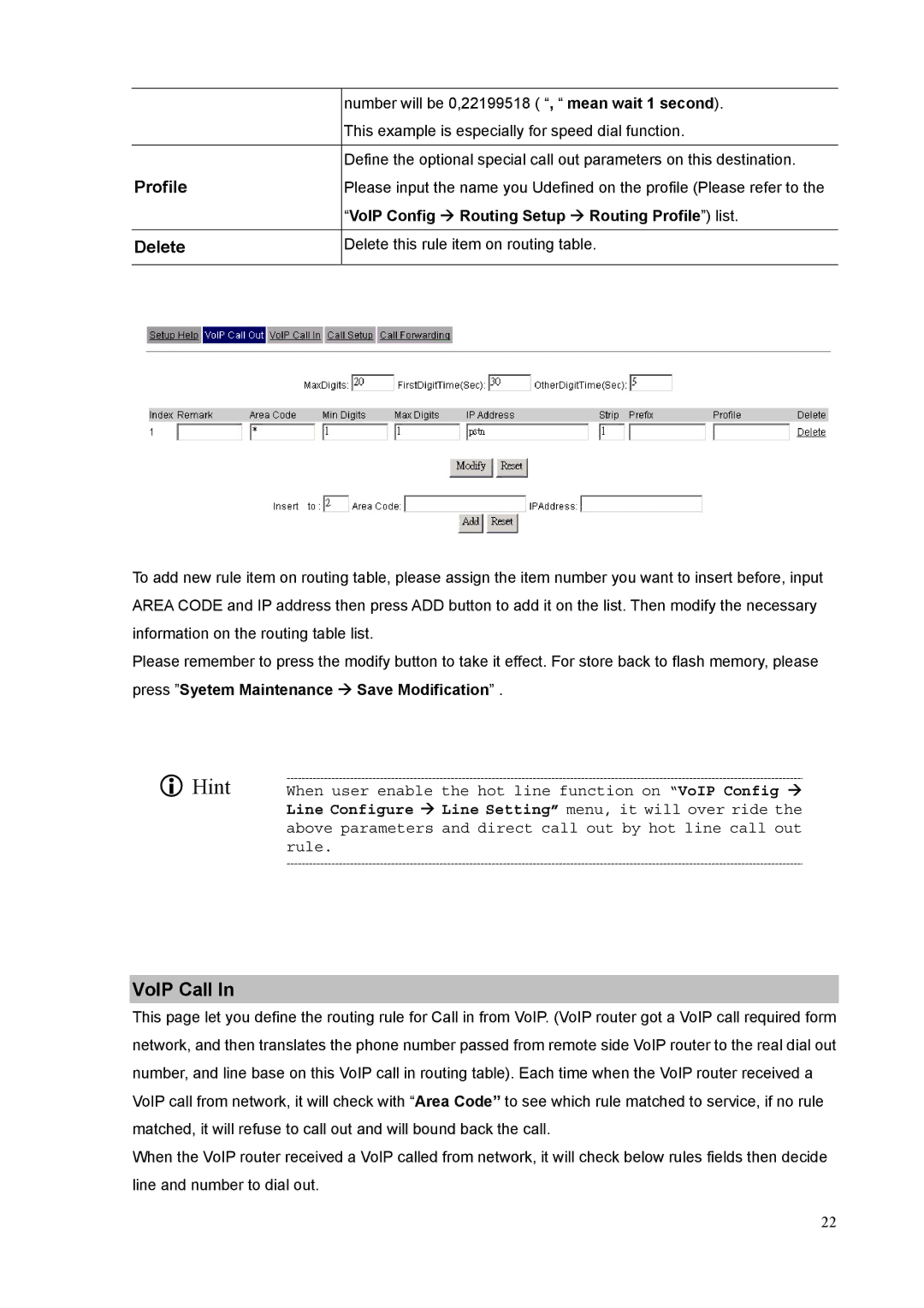 Planet Technology VIP-320 user manual VoIP Call, Profile Delete 