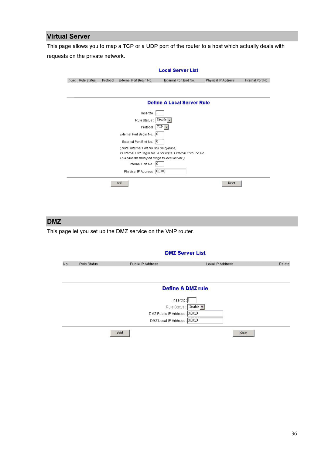 Planet Technology VIP-320 user manual Virtual Server 