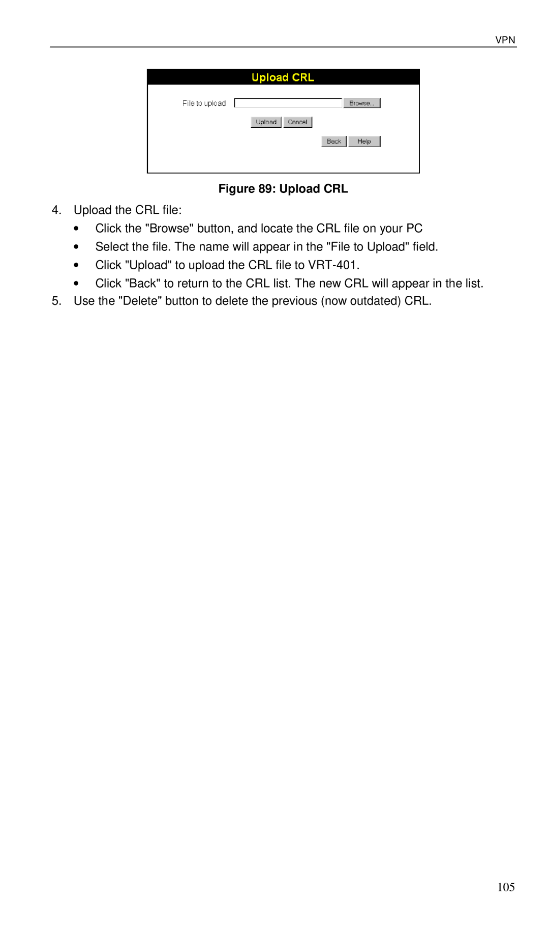 Planet Technology VRT-401 user manual Upload CRL 