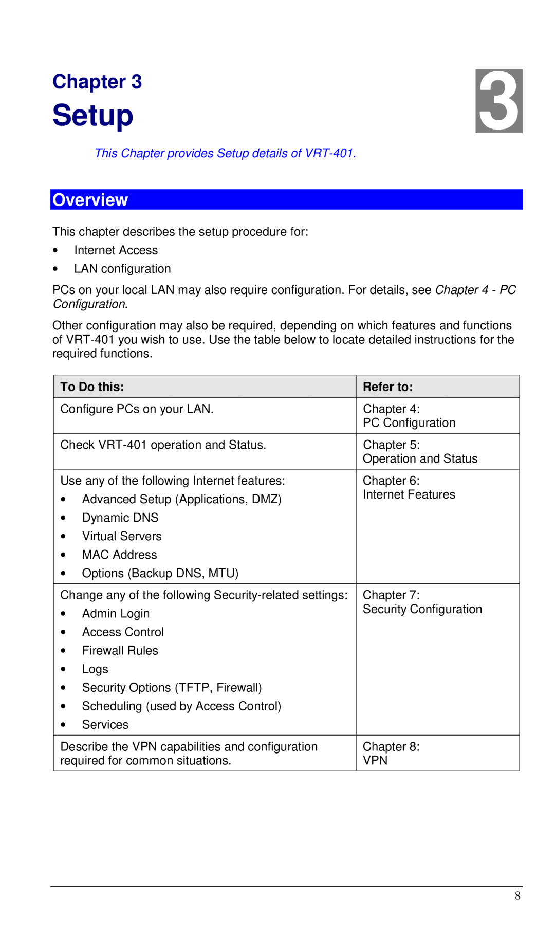 Planet Technology VRT-401 user manual Overview, To Do this Refer to 