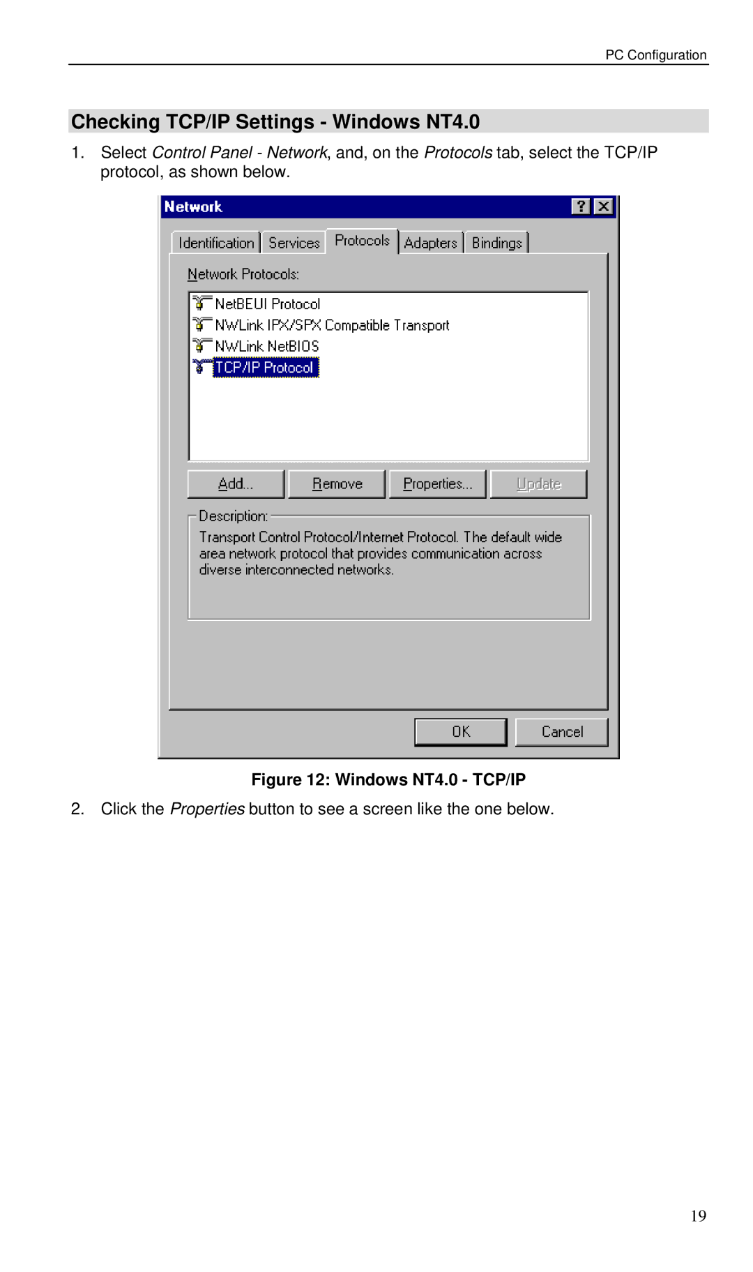 Planet Technology VRT-401 user manual Checking TCP/IP Settings Windows NT4.0, Windows NT4.0 TCP/IP 