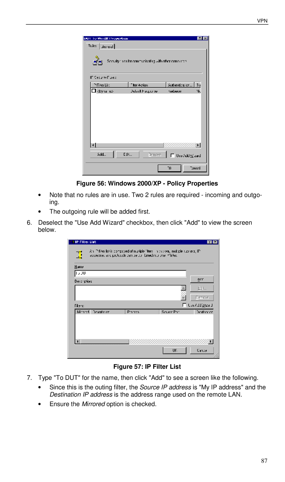 Planet Technology VRT-401 user manual Windows 2000/XP Policy Properties 