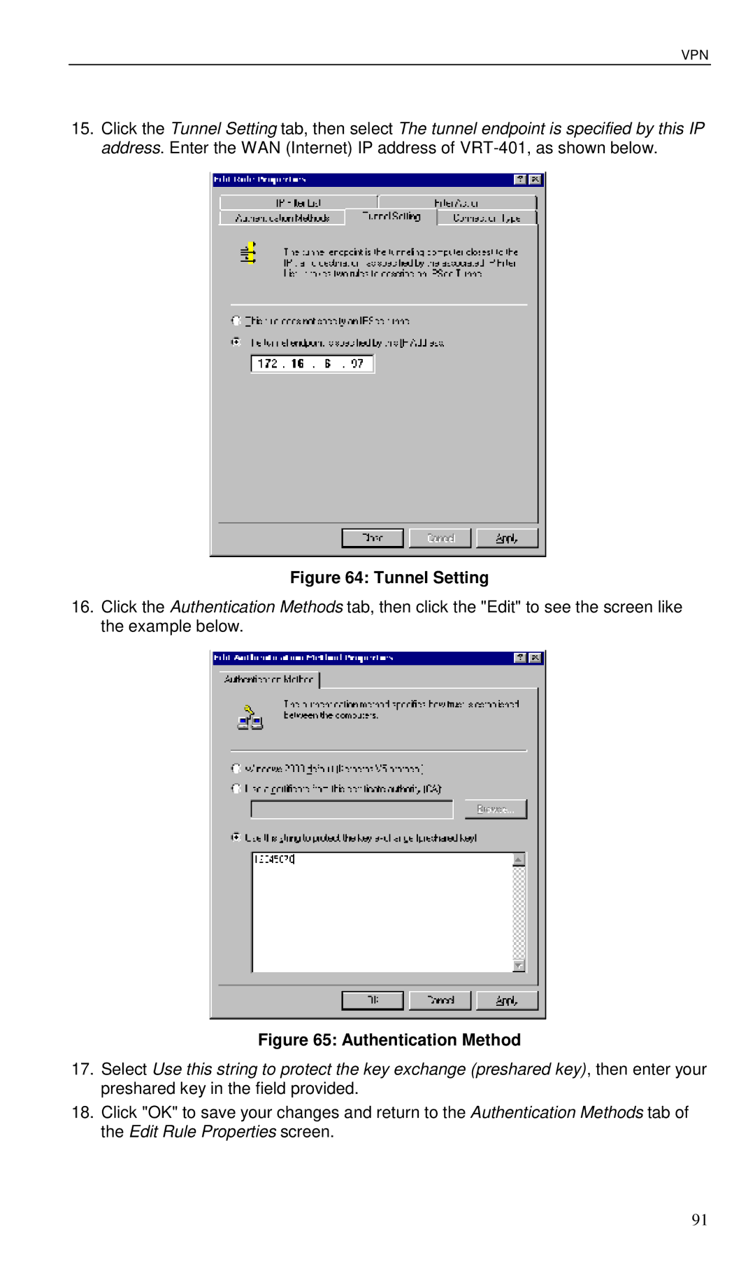 Planet Technology VRT-401 user manual Tunnel Setting 