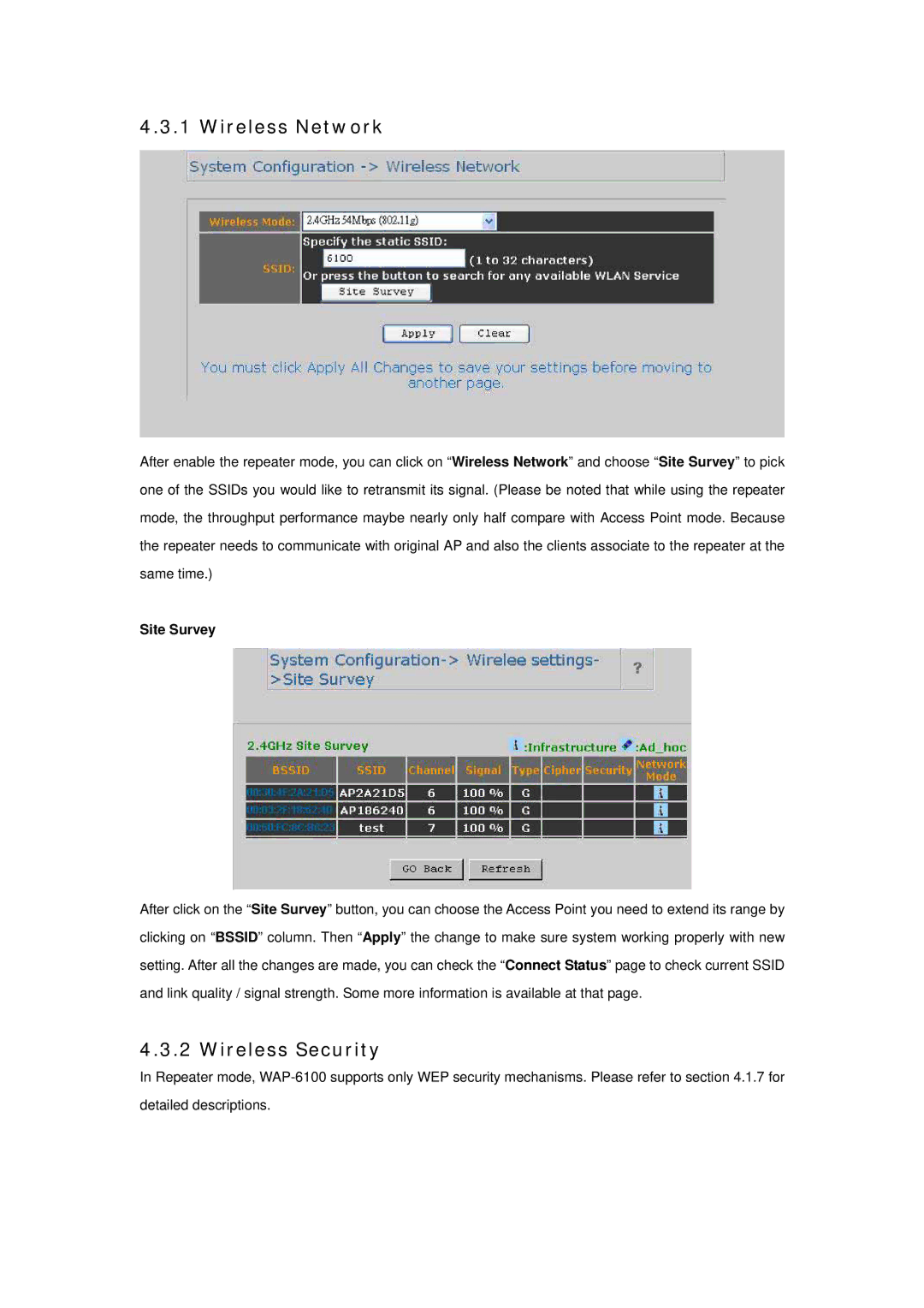 Planet Technology WAP-6100 user manual Wireless Network 