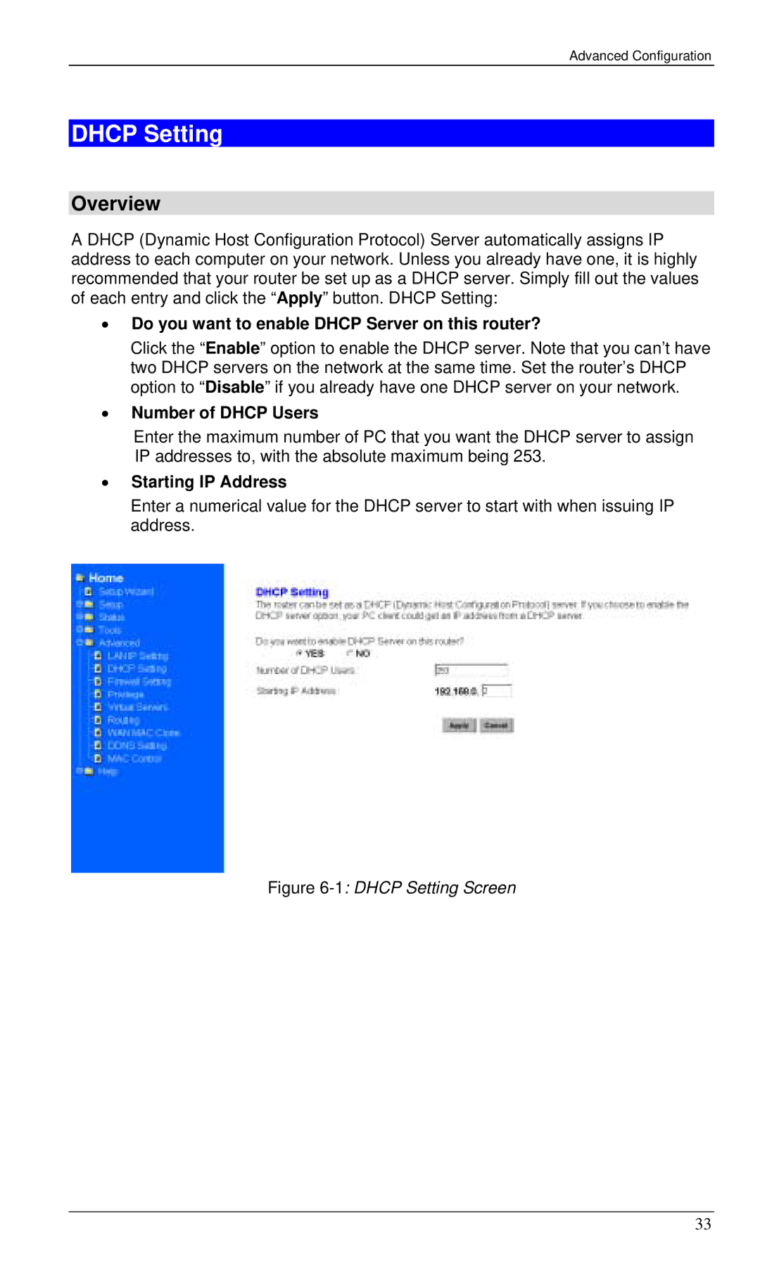 Planet Technology XRT-401B Dhcp Setting, Overview, Do you want to enable Dhcp Server on this router?, Number of Dhcp Users 